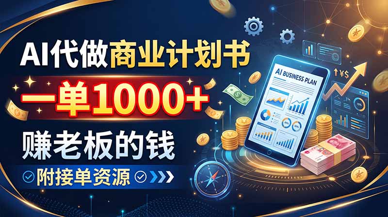 AI代做商业计划书，一单1000+，赚老板的钱，附接单资源 - 臻优资源网
