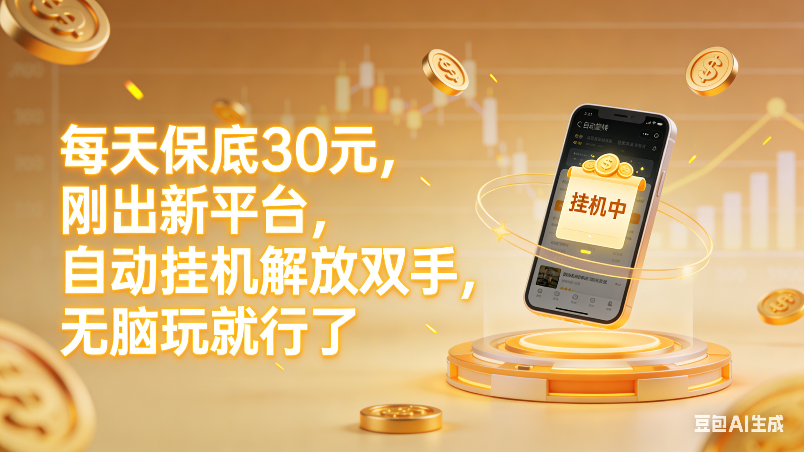 每天保底30元，刚出新平台，自动挂机解放双手，无脑玩就行了 - 臻优资源网