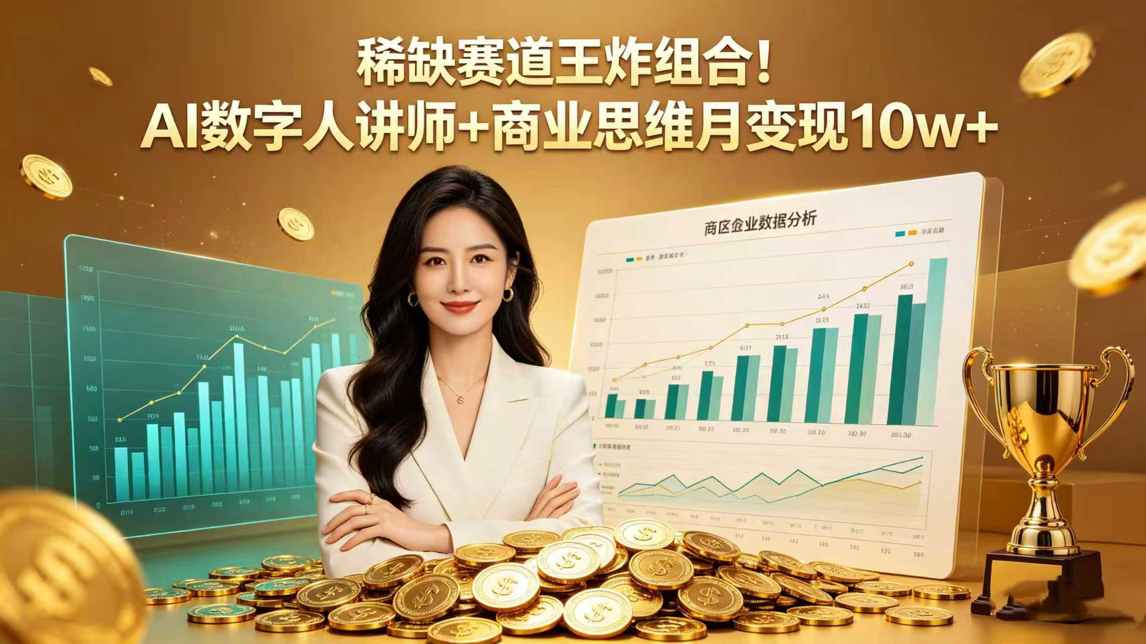 稀缺赛道王炸组合！AI 数字人讲师 + 商业思维 月变现 10w+ - 臻优资源网