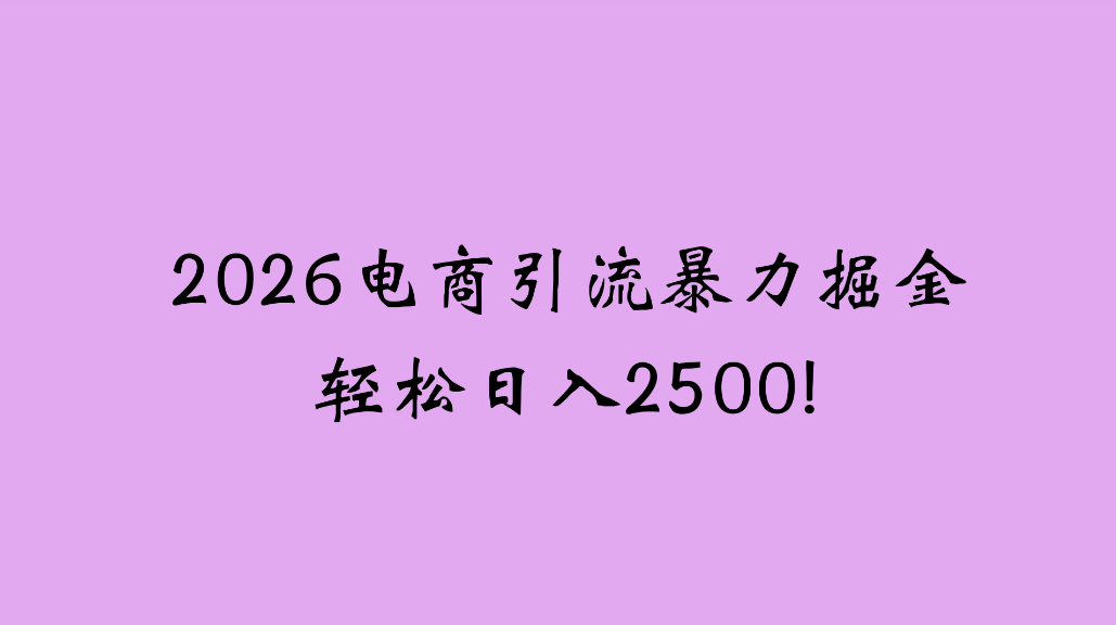 2026电商引流新玩法，日引200，日可入2500+ - 臻优资源网