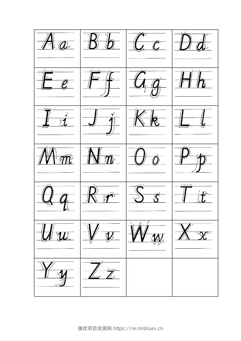 二升三英语26个字母手写体练习纸-三上英语 - 臻优资源网