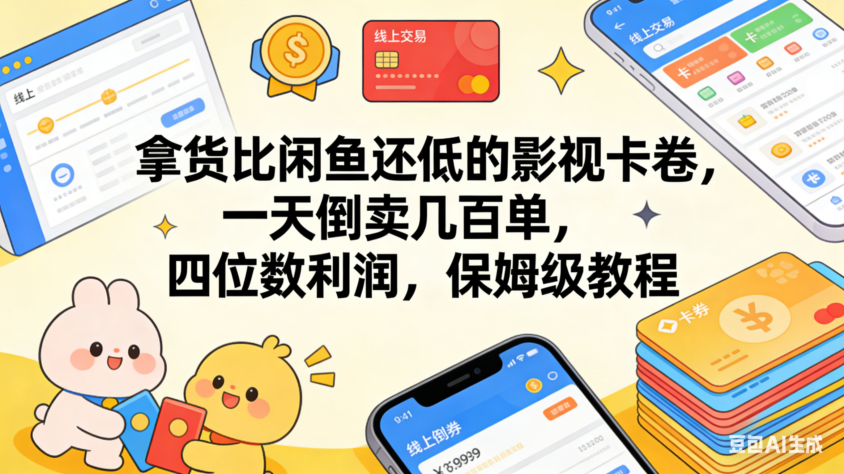 拿货比闲鱼还低的影视卡卷，一天倒卖几百单，四位数利润，保姆级教程 - 臻优资源网