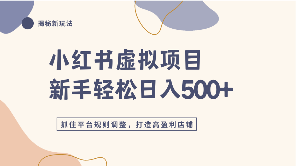 小红书虚拟项目实战4.0，抓住平台规则调整，单店可日入500+ - 臻优资源网