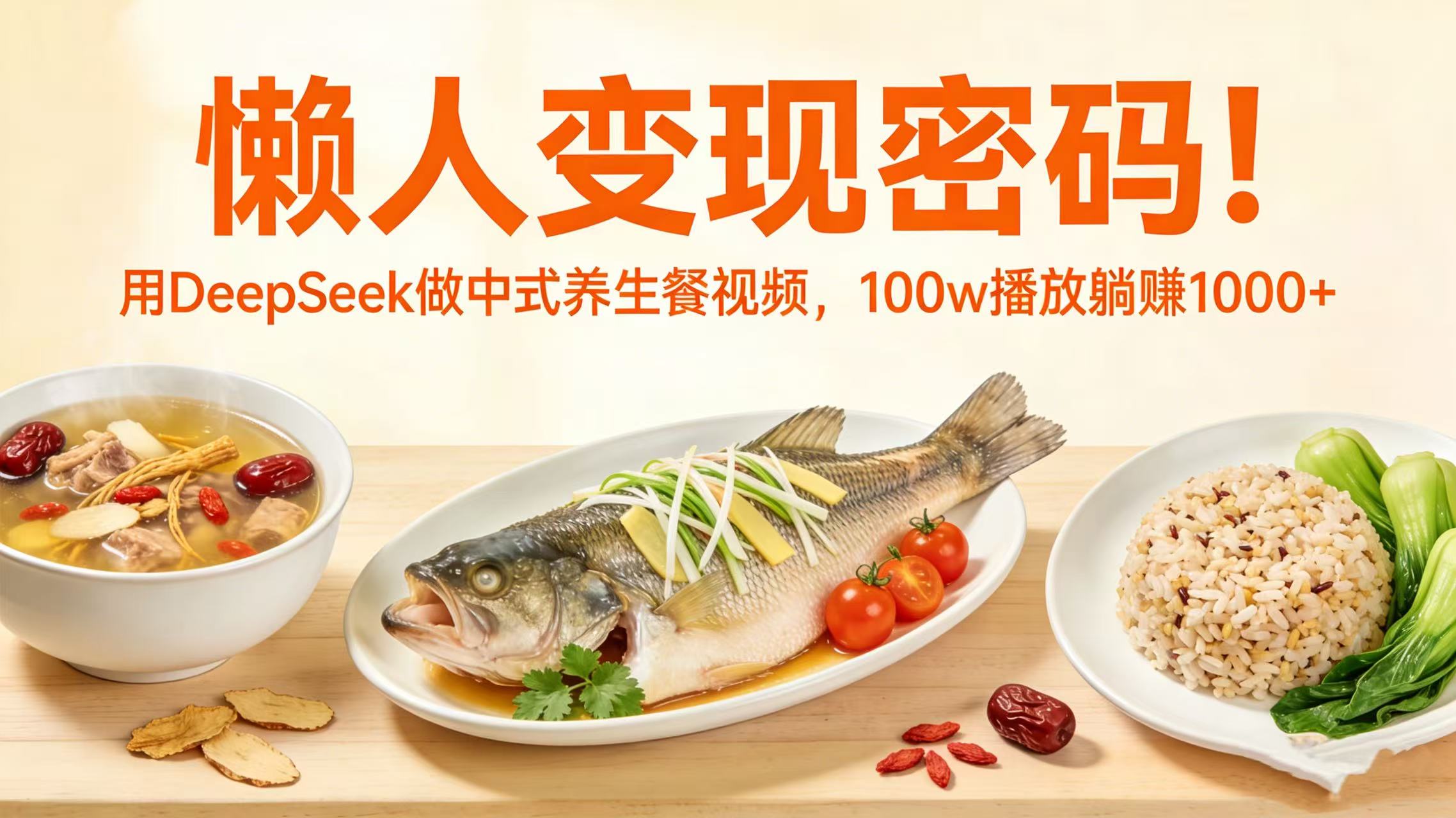 懒人变现密码！用 DeepSeek 做中式养生餐视频，100w 播放躺赚 1000+ - 臻优资源网