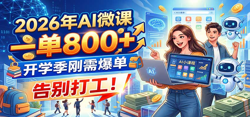 2026年AI微课，一单800+，开学季刚需爆单，告别打工！ - 臻优资源网