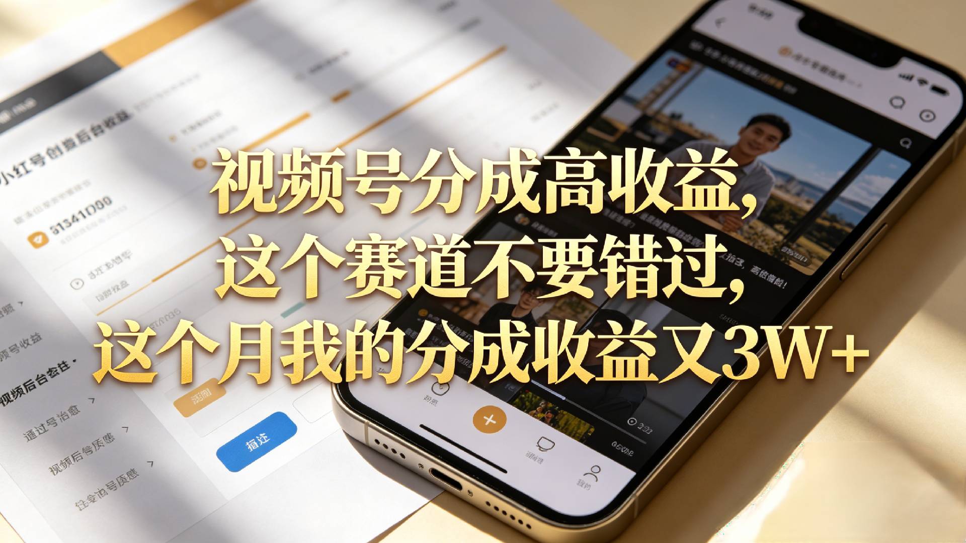 想要【视频号分成高收益】，这个赛道不要错过，这个月我的分成收益又3W+ - 臻优资源网
