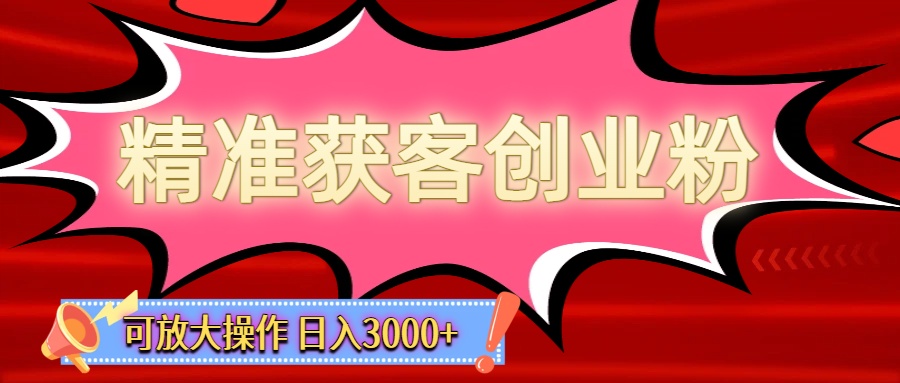 精准获客创业粉轻松变现，操作简单可放大，单日轻松3000+ - 臻优资源网