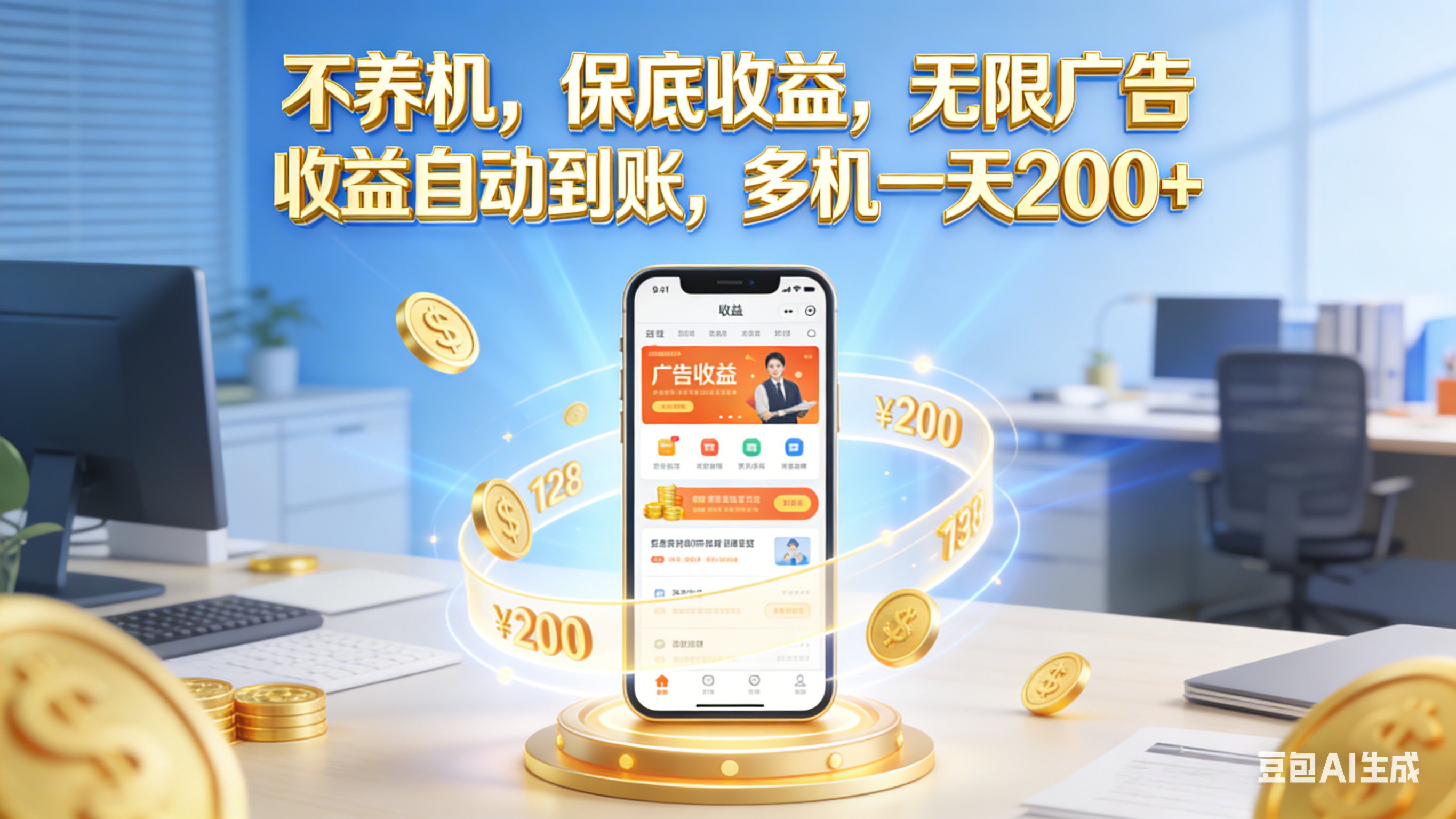不养机，保底收益，无限广告，收益自动到账，多机一天200+ - 臻优资源网