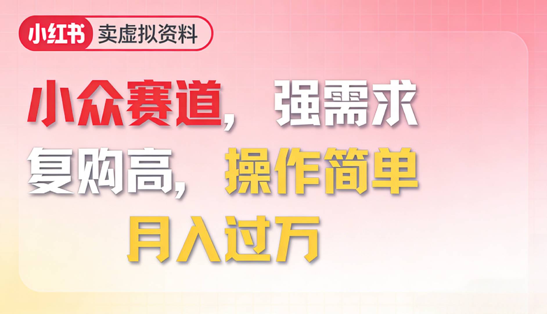 2026年就做小众赛道，强需求，复购高，月入过万，操作简单 - 臻优资源网