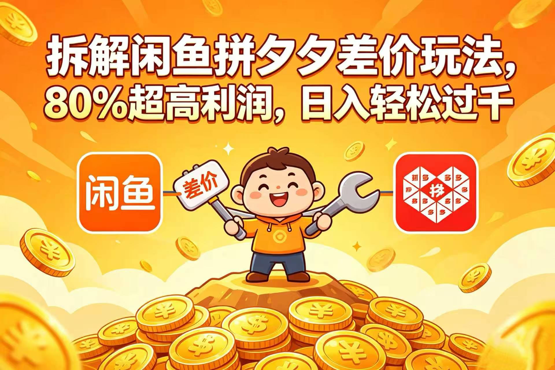 拆解闲鱼拼夕夕差价玩法，80% 超高利润，日入轻松过千 - 臻优资源网