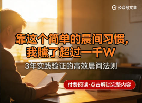 某公众号付费文章:靠这个简单的晨间习惯,我賺了超过一千W - 臻优资源网