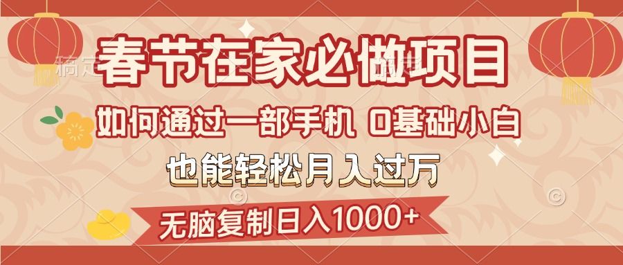 春节在家如何通过一部手机，无脑复制日入1000+，0基础小白也能轻松月入过万 - 臻优资源网