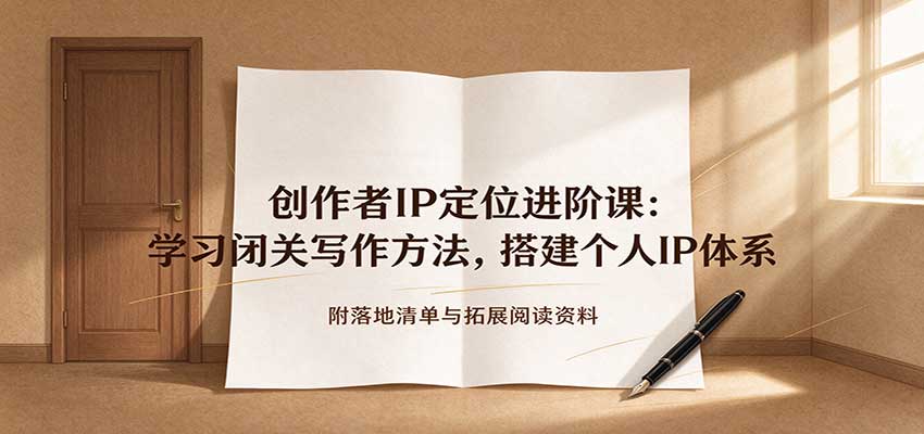 创作者IP定位进阶课：学习闭关写作方法，搭建个人IP体系，附落地清单与拓展阅读资料 - 臻优资源网