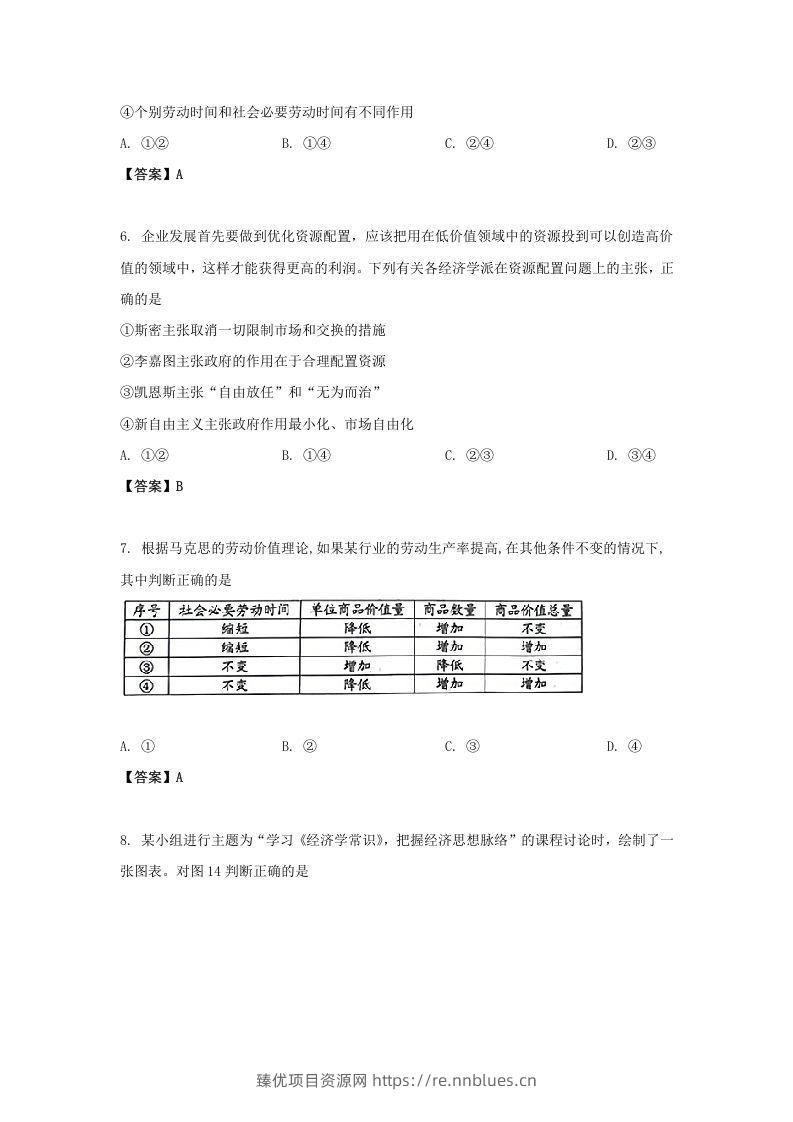 图片[3] - 2019-2020年北京市房山区高二政治下学期期末试题及答案(Word版) - 臻优资源网