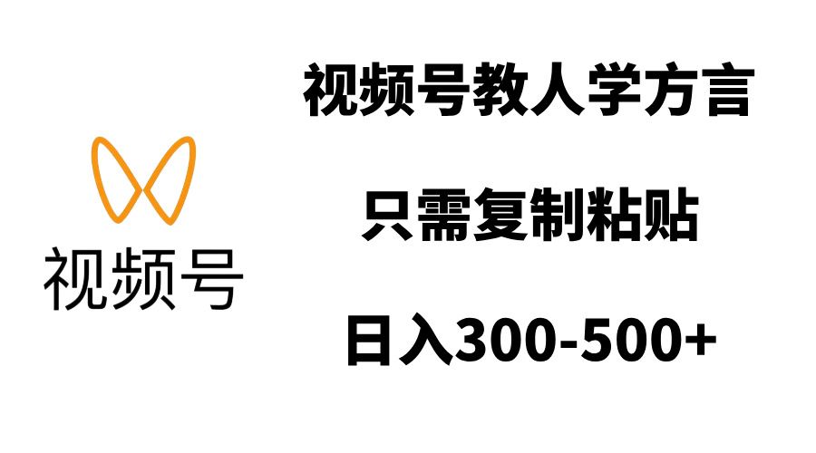 视频号教人学方言，只需复制粘贴，日入300-500+ - 臻优资源网