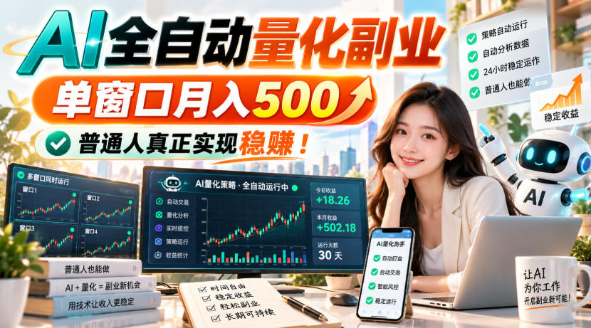 (20735期)AI全自动量化副业,单窗口月入500,普通人真正实现稳赚! - 臻优资源网