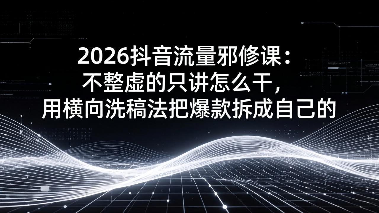（17725期）2026抖音流量邪修课：不整虚的只讲怎么干，用横向洗稿法把爆款拆成自己的 - 臻优资源网