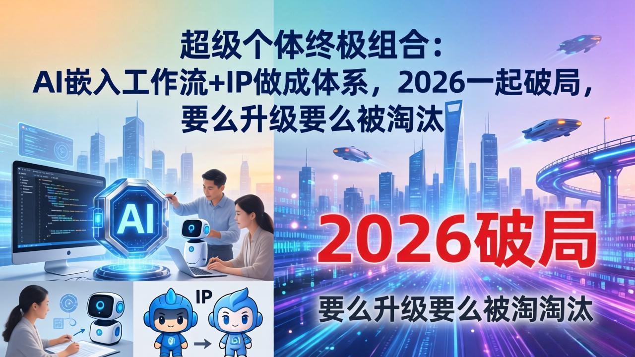 （17789期）超级个体终极组合：AI嵌入工作流+IP做成体系，2026一起破局，要么升级要么被淘汰 - 臻优资源网