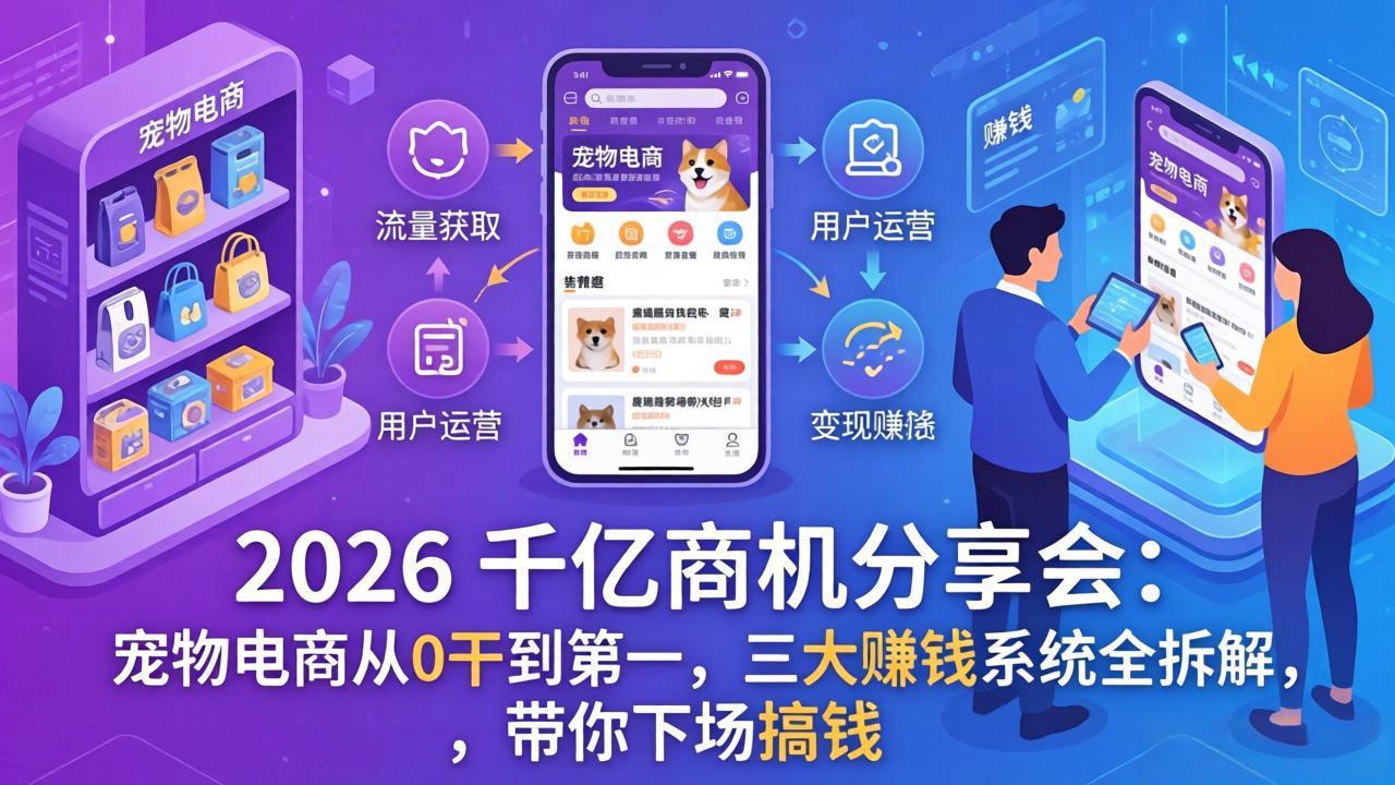 (17726期)2026 千亿商机分享会:宠物电商从0干到第一,三大赚钱系统全拆解,带你下场搞钱 - 臻优资源网