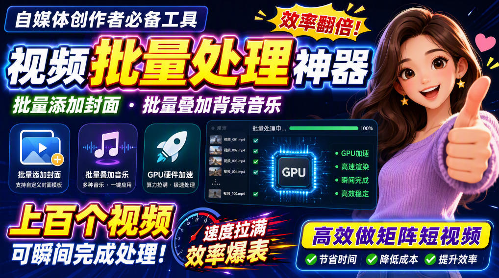 （20399期）视频批量加封面，把封面添加到视频第一帧，不用剪辑软件批量添加 - 臻优资源网