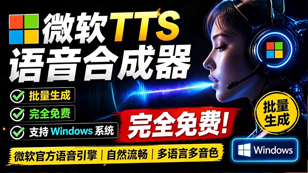 （19494期）微软 TTS 免费语音配音生成器，完全免费，支持多语音、多音色选择，Windows系统专用 TTS语音合成器 - 臻优资源网