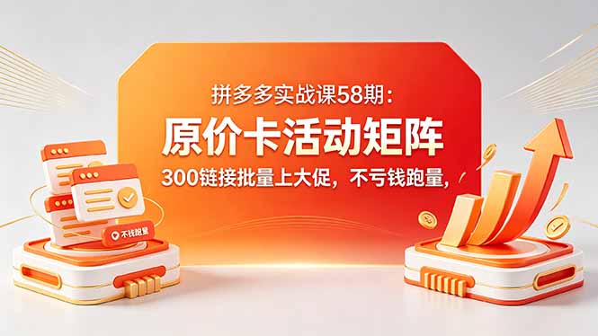 （18395期）拼多多实战课58期：原价卡活动矩阵，300链接批量上大促，不亏钱跑量 - 臻优资源网