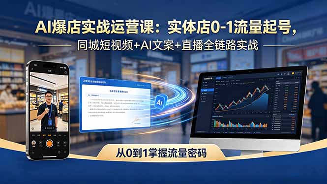（18451期）AI爆店实战运营课：实体店0-1流量起号，同城短视频+AI文案+直播全链路实战 - 臻优资源网