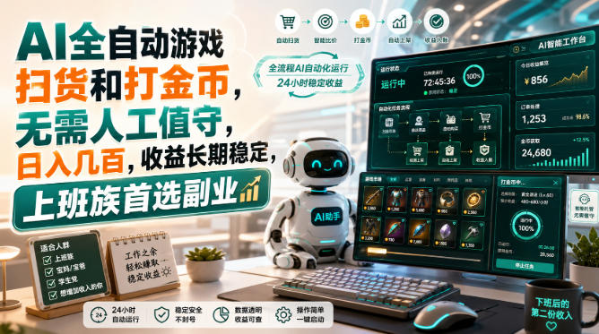 （20090期）AI全自动游戏皮肤扫货和打金币，日入几百，内部方法大揭秘，0门槛！ - 臻优资源网