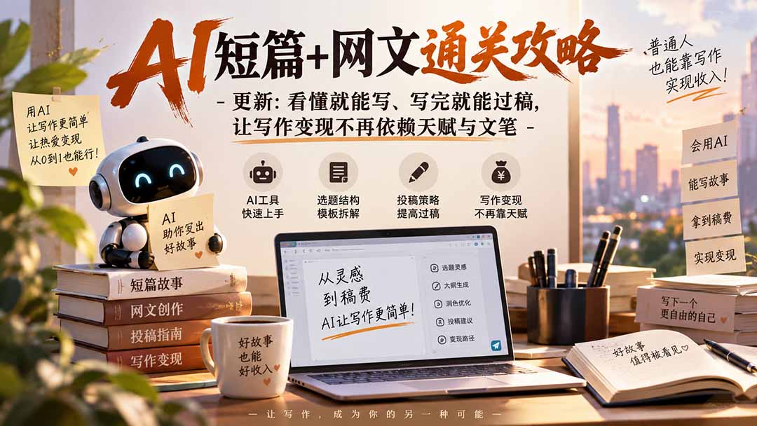（20861期）AI短篇+网文通关攻略-更新1009：看懂就能写、写完就能过稿，让写作变现不再依赖天赋与文笔 - 臻优资源网