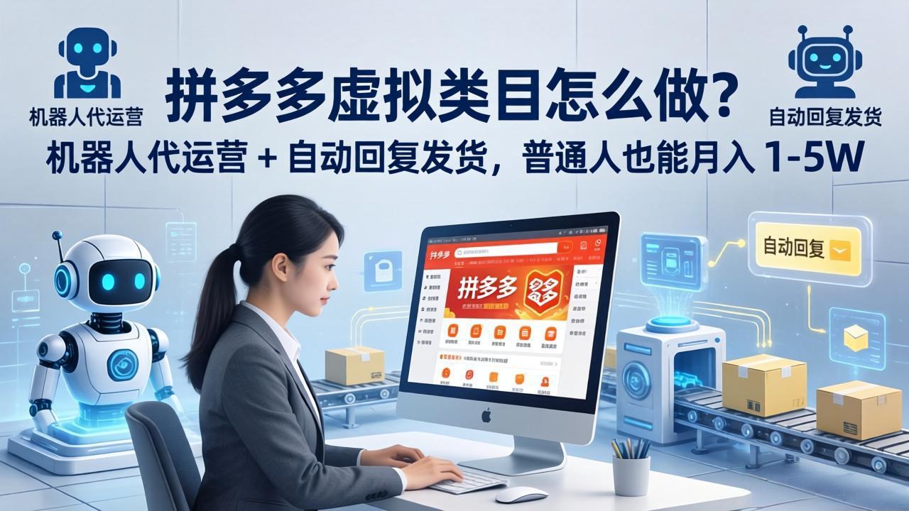 （18111期）拼多多虚拟类目怎么做？机器人代运营 + 自动回复发货，普通人也能月入 1-5W - 臻优资源网