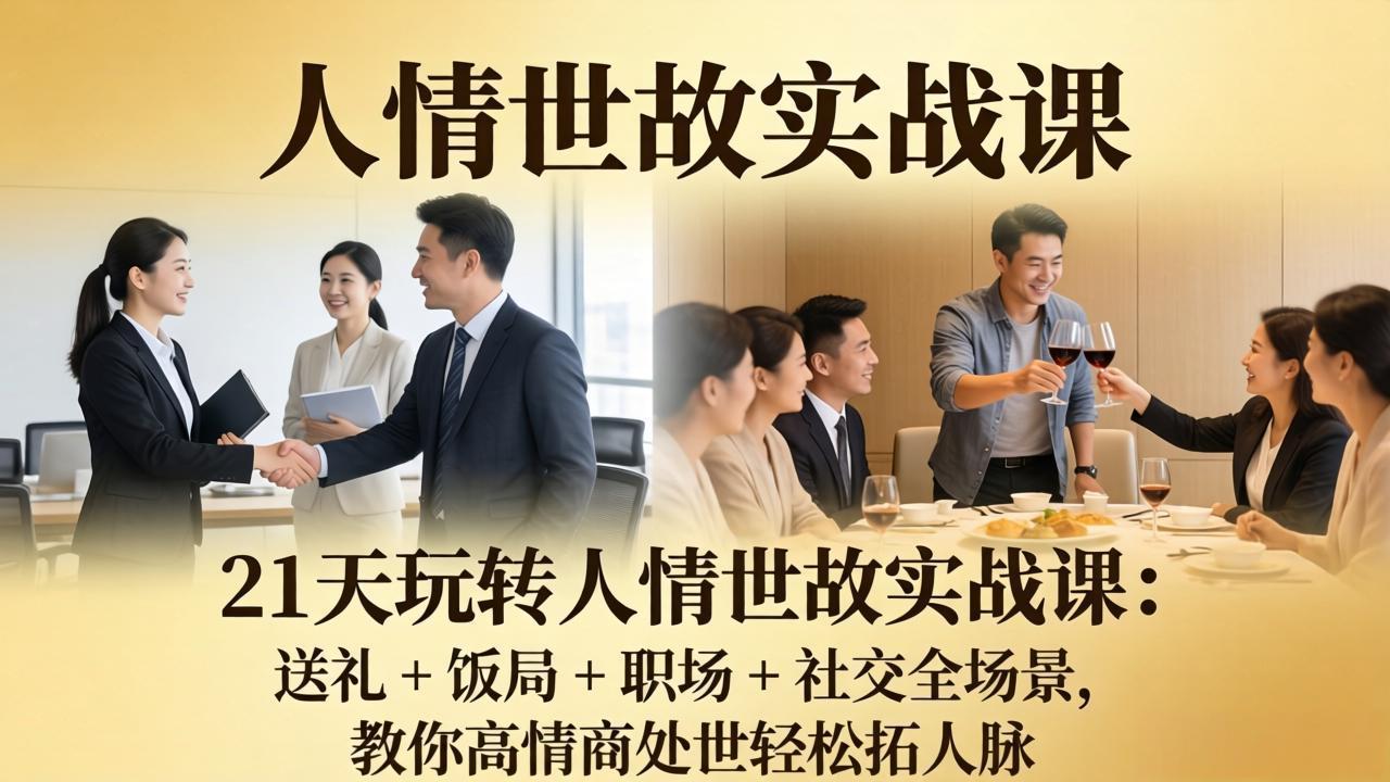 （17968期）21 天玩转人情世故实战课：送礼 + 饭局 + 职场 + 社交全场景，教你高情商处世轻松拓人脉 - 臻优资源网