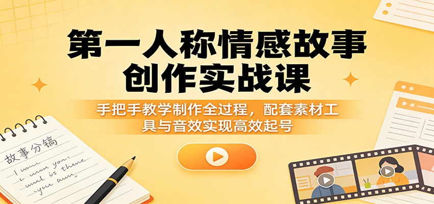 第一人称情感故事创作实战课：手把手教学制作全过程，配套素材工具与音效实现高效起号 - 臻优资源网