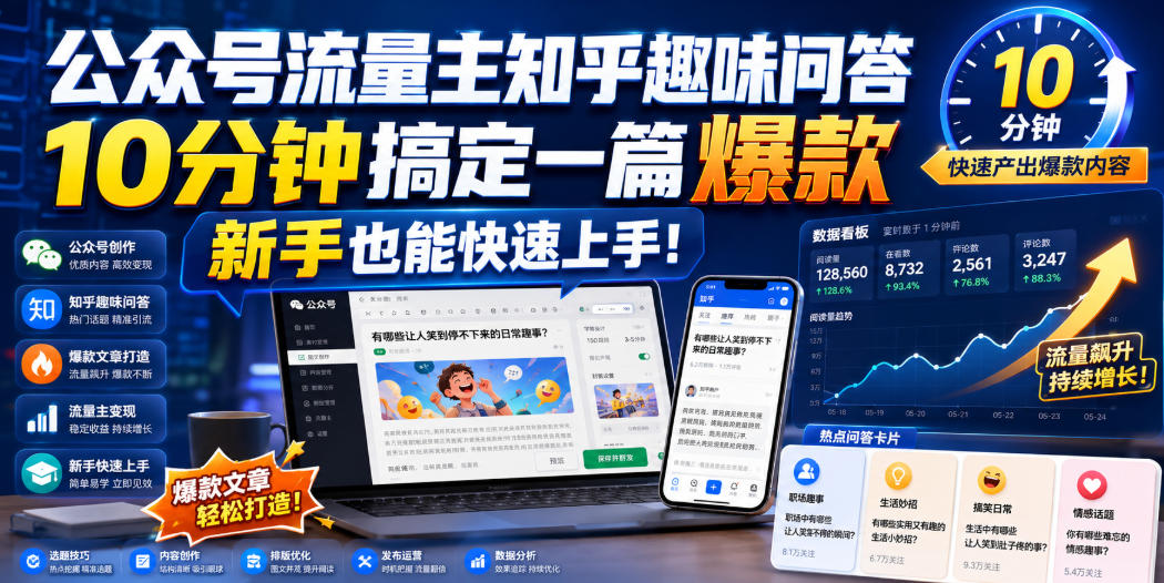 公众号流量主知乎趣味问答，10分钟搞定一篇爆款，新手也能快速上手！ - 臻优资源网