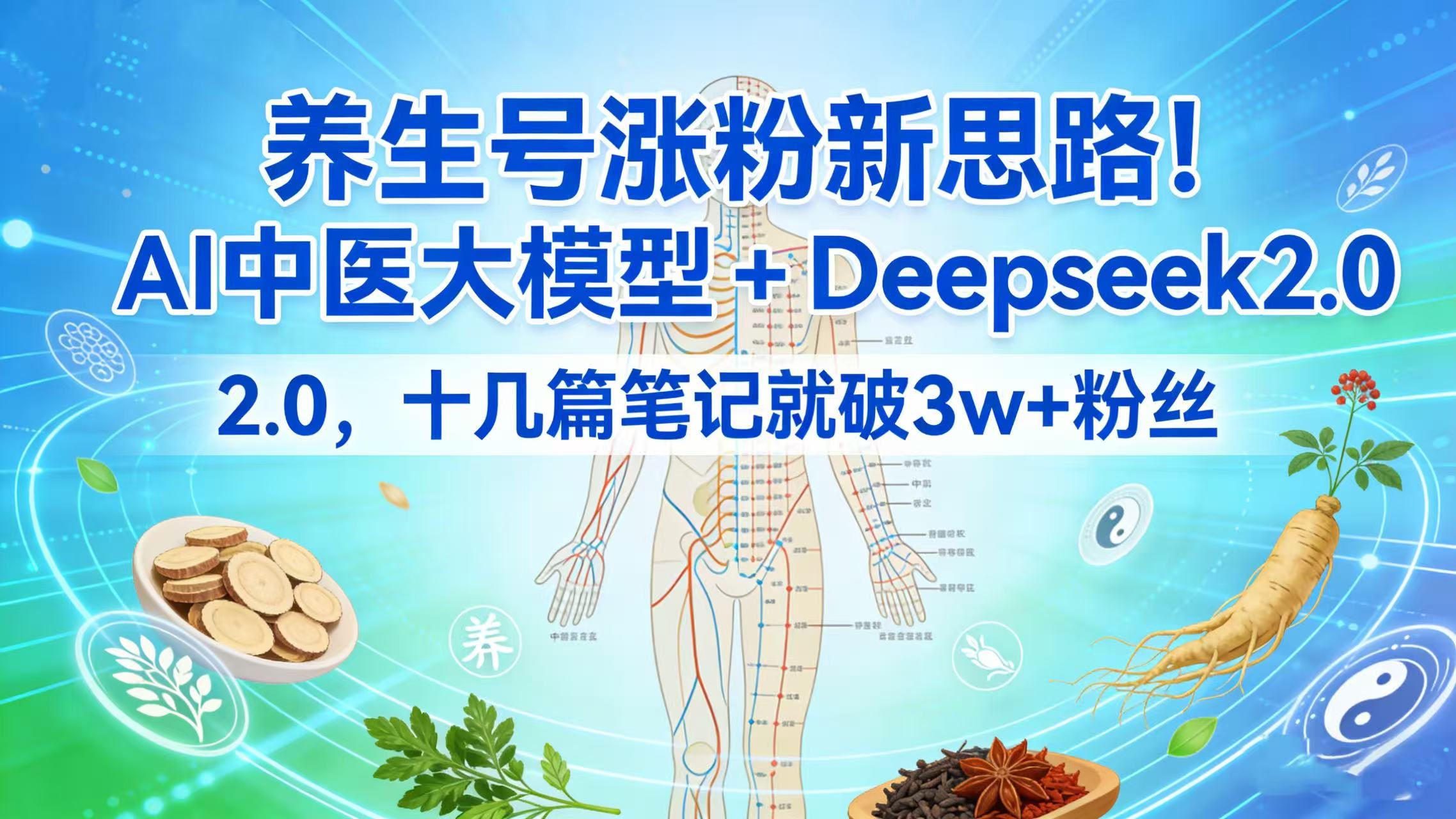 养生号涨粉新思路！AI 中医大模型 + Deepseek 2.0，十几篇笔记就破 3w + 粉丝 - 臻优资源网