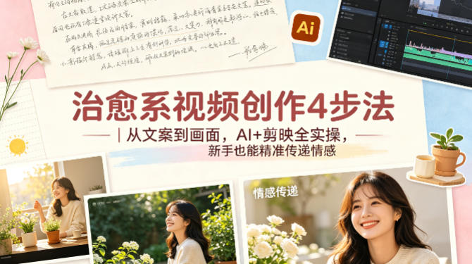 治愈系视频创作4步法｜从文案到画面，AI+剪映全实操，新手也能精准传递情感 - 臻优资源网