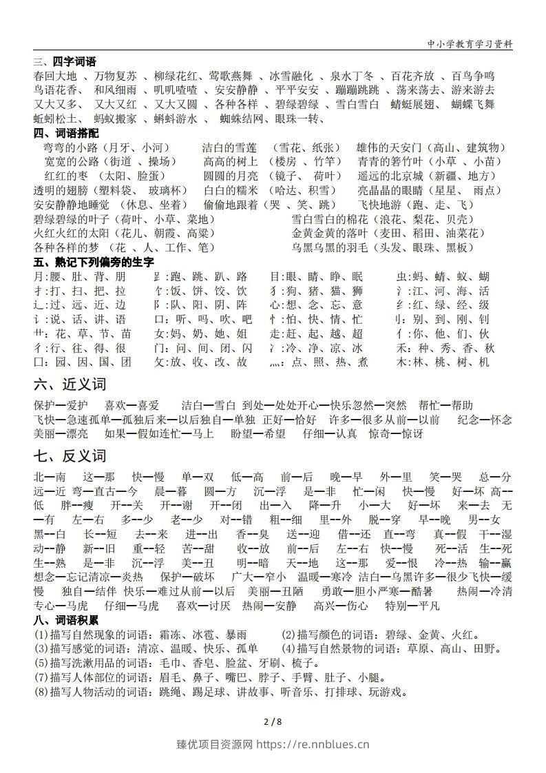 图片[2] - 一年级语文下册复习资料(全面、经典) - 臻优资源网