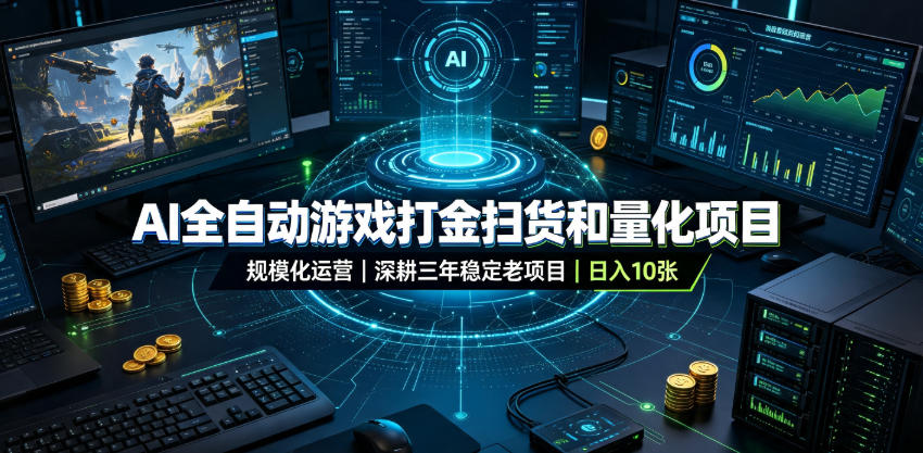 AI全自动游戏打金扫货和量化项目，规模化运营日入10张，深耕三年稳定老项目！【揭秘】 - 臻优资源网