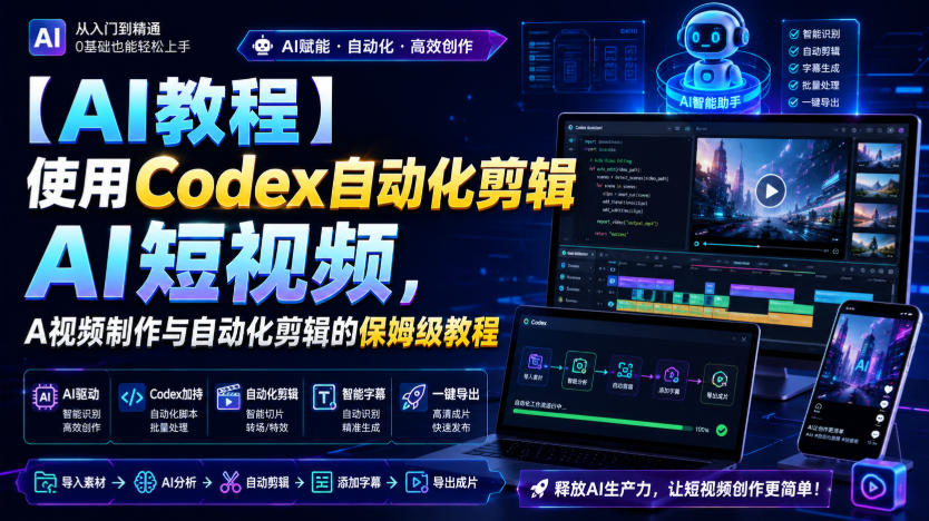 【AI教程】使用Codex自动化剪辑AI短视频,AI视频制作与自动化剪辑的保姆级教程 - 臻优资源网