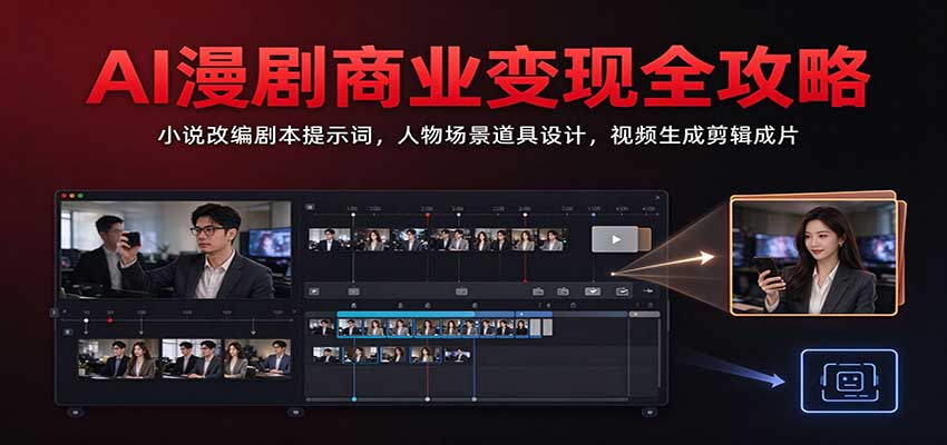 AI漫剧商业变现全攻略：小说改编剧本提示词，人物场景道具设计，视频生成剪辑成片 - 臻优资源网