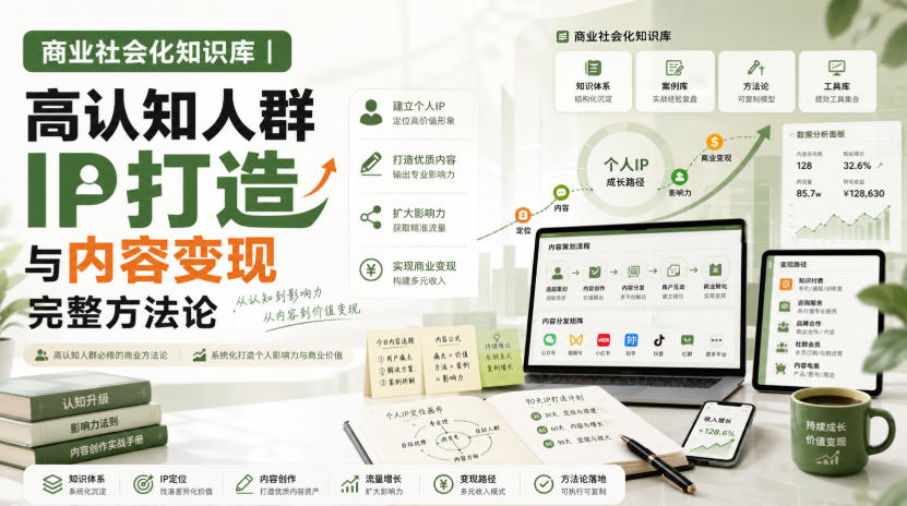 商业社会化知识库｜高认知人群IP打造与内容变现完整方法论【文档】 - 臻优资源网