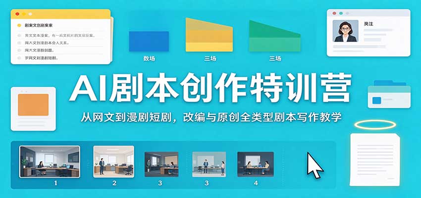 AI剧本创作特训营：从网文到漫剧短剧，改编与原创全类型剧本写作教学 - 臻优资源网