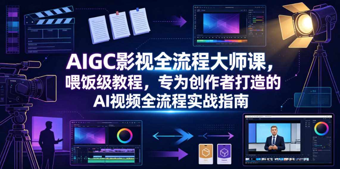AIGC影视全流程大师课，喂饭级教程，专为创作者打造的AI视频全流程实战指南 - 臻优资源网