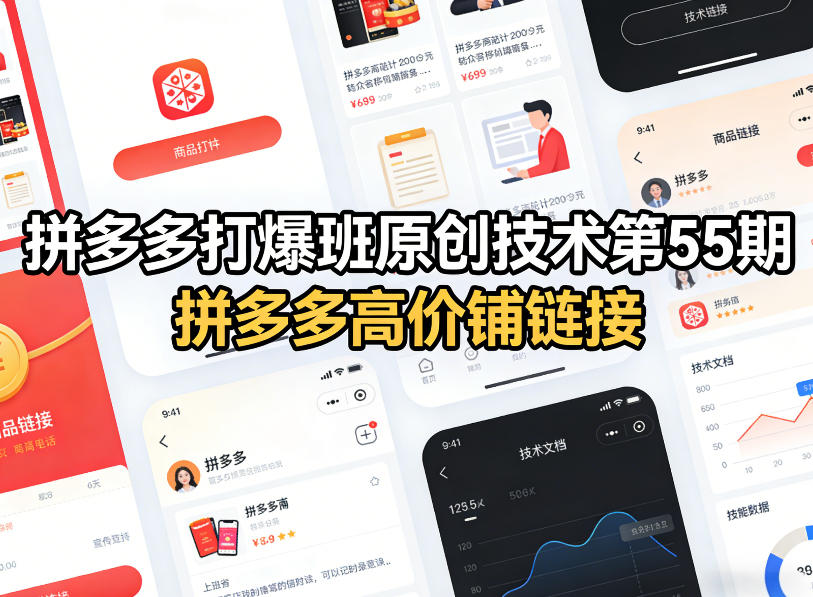 拼多多打爆班原创技术第55期，拼多多高价铺链接 - 臻优资源网