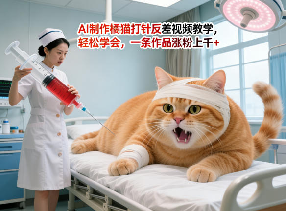 AI制作橘猫打针反差视频教学,轻松学会,一条作品涨粉上千+ - 臻优资源网