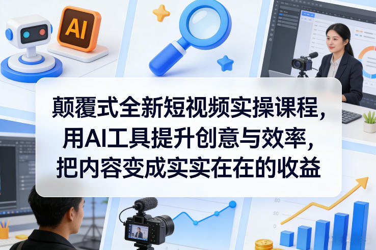 颠覆式全新短视频实操课程，用AI工具提升创意与效率，把内容变成实实在在的收益 - 臻优资源网