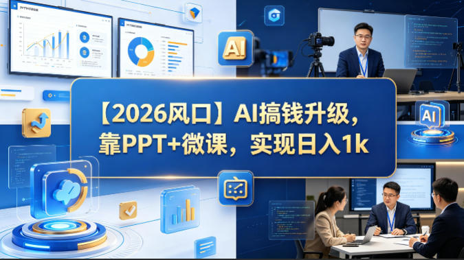 【2026风口】AI搞钱升级，靠PPT+微课，实现日入1k - 臻优资源网