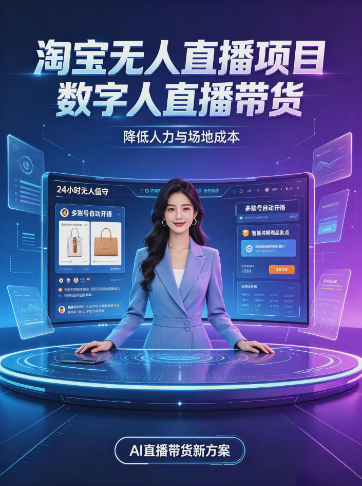 淘宝AI无人直播带货，24小时自动开播低门槛副业，无需真人长时间出镜，持续引流出单【揭秘】 - 臻优资源网