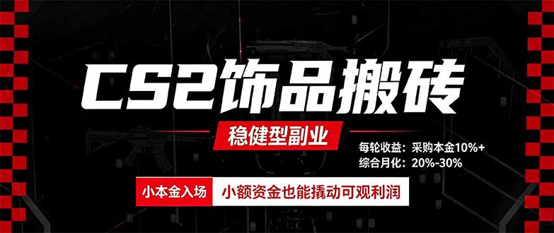 （20402期）CS2饰品搬砖，每轮收益为采购本金的10%+，综合月化为20-30%，稳健型副业 - 臻优资源网