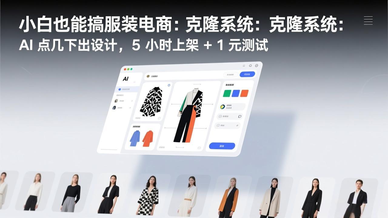 （17411期）小白也能搞服装电商：克隆系统：AI 点几下出设计，5 小时上架 + 1 元测试 - 臻优资源网