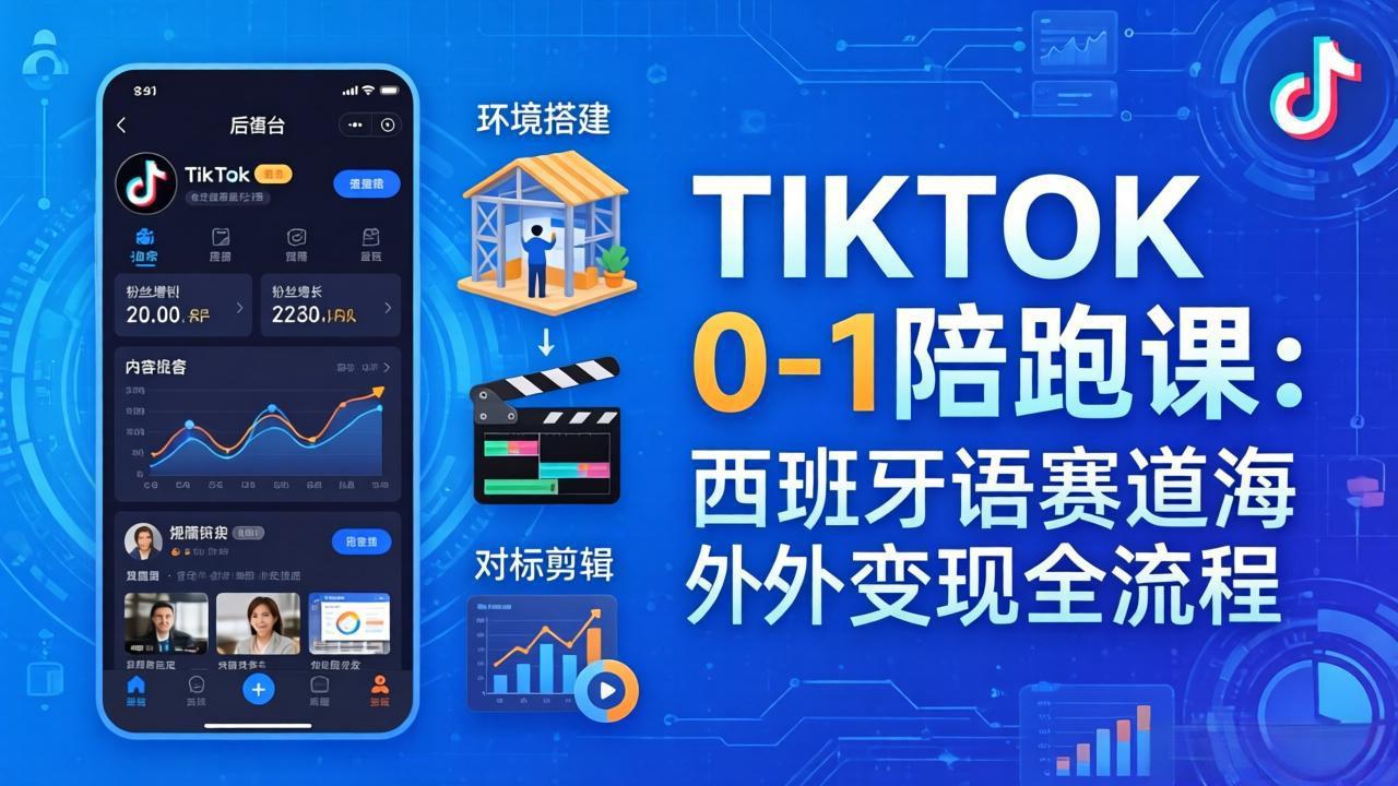 （17908期）TIKTOK 0-1 陪跑课：从环境搭建到刷对标剪辑，西班牙语赛道海外变现全流程 - 臻优资源网